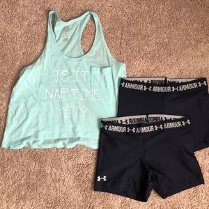 Crop tank top and Spandex shorts
